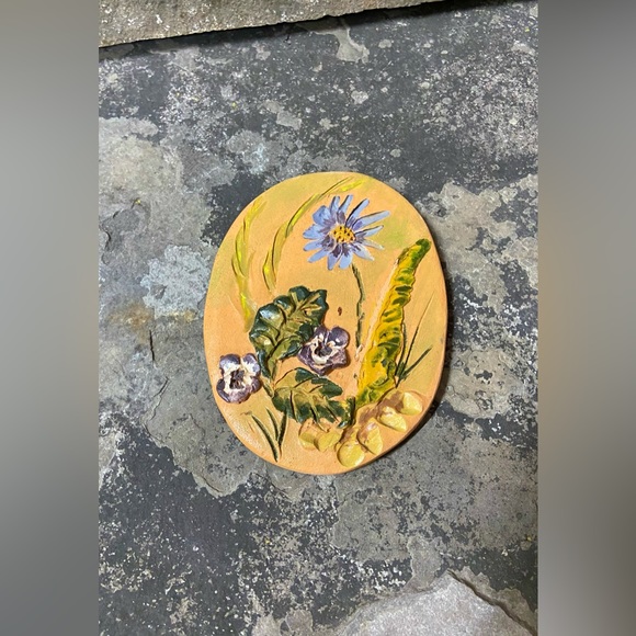 Handmade Ceramic Clay Flower Wall Hanging - Picture 3 of 5